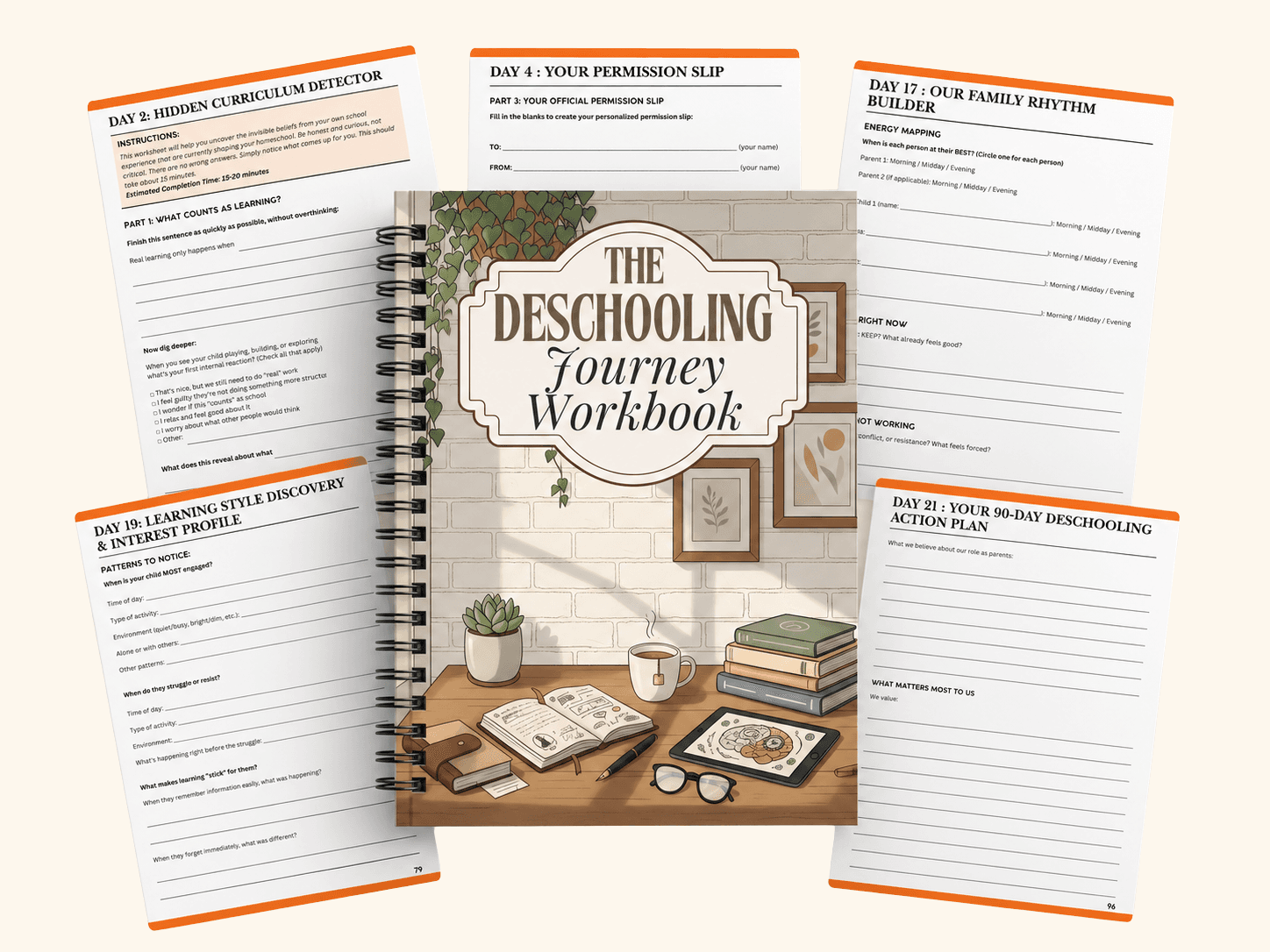 The Deschooling Journey Workbook with printable reflective worksheets